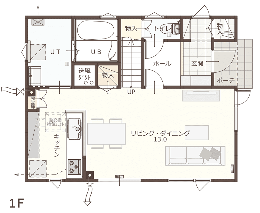 01 PLAN 間取り図1F